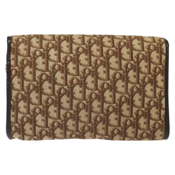 DIOR Trotter Canvas Chain Shoulder Bag Brown Gold - Picture 3 of 12